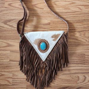 Genuine Handmade Cowhide Leather Fringe Crossbody Bag